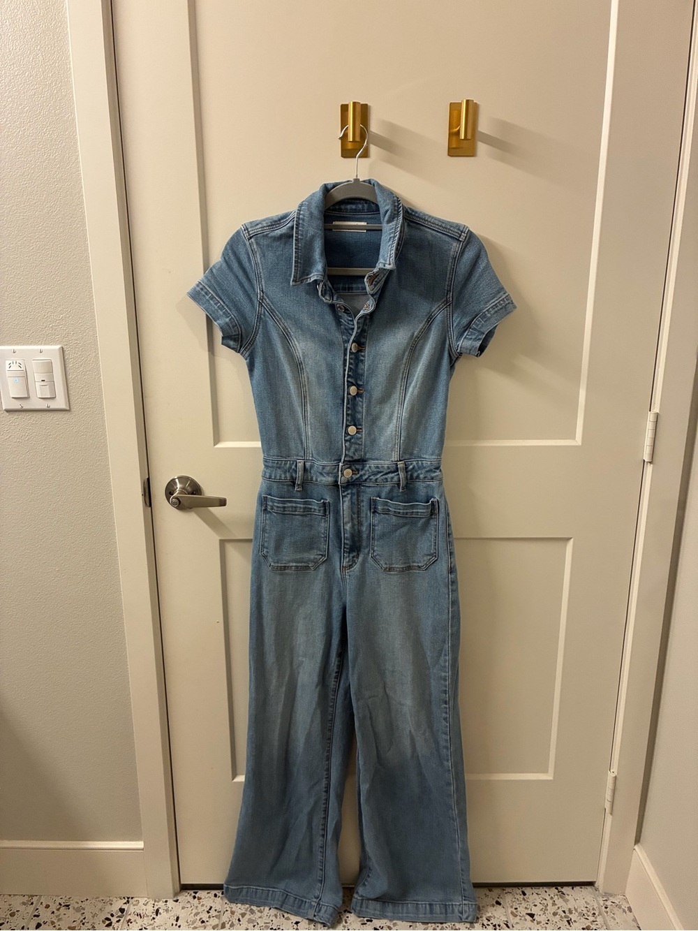 ROLLA'S Light Blue Denim Short-Sleeve Overalls Jumpsuit